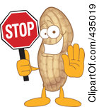 Royalty Free Rf Clipart Illustration Of A Peanut Mascot Holding A Stop