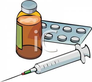 Syrings A Bottle And A Pack Of Pills Clipart Image 