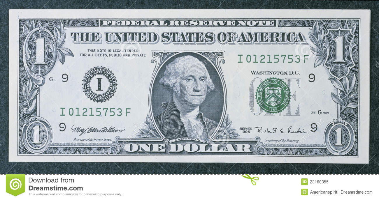 This Is The Front Of A One Dollar Bill Showing The Portrait Of George
