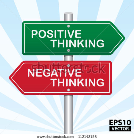 Two Way Street Sign With Positive Thinking And Negative Thinking