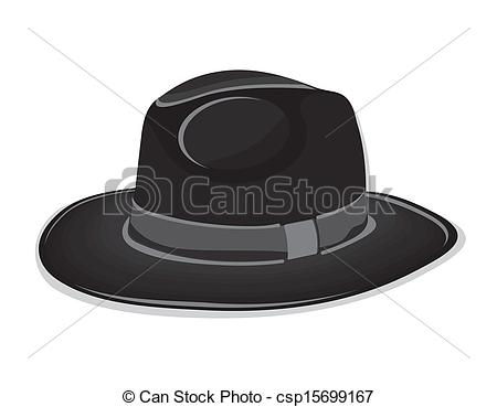 Vector   Gangster Black Hat On The White Bac   Stock Illustration