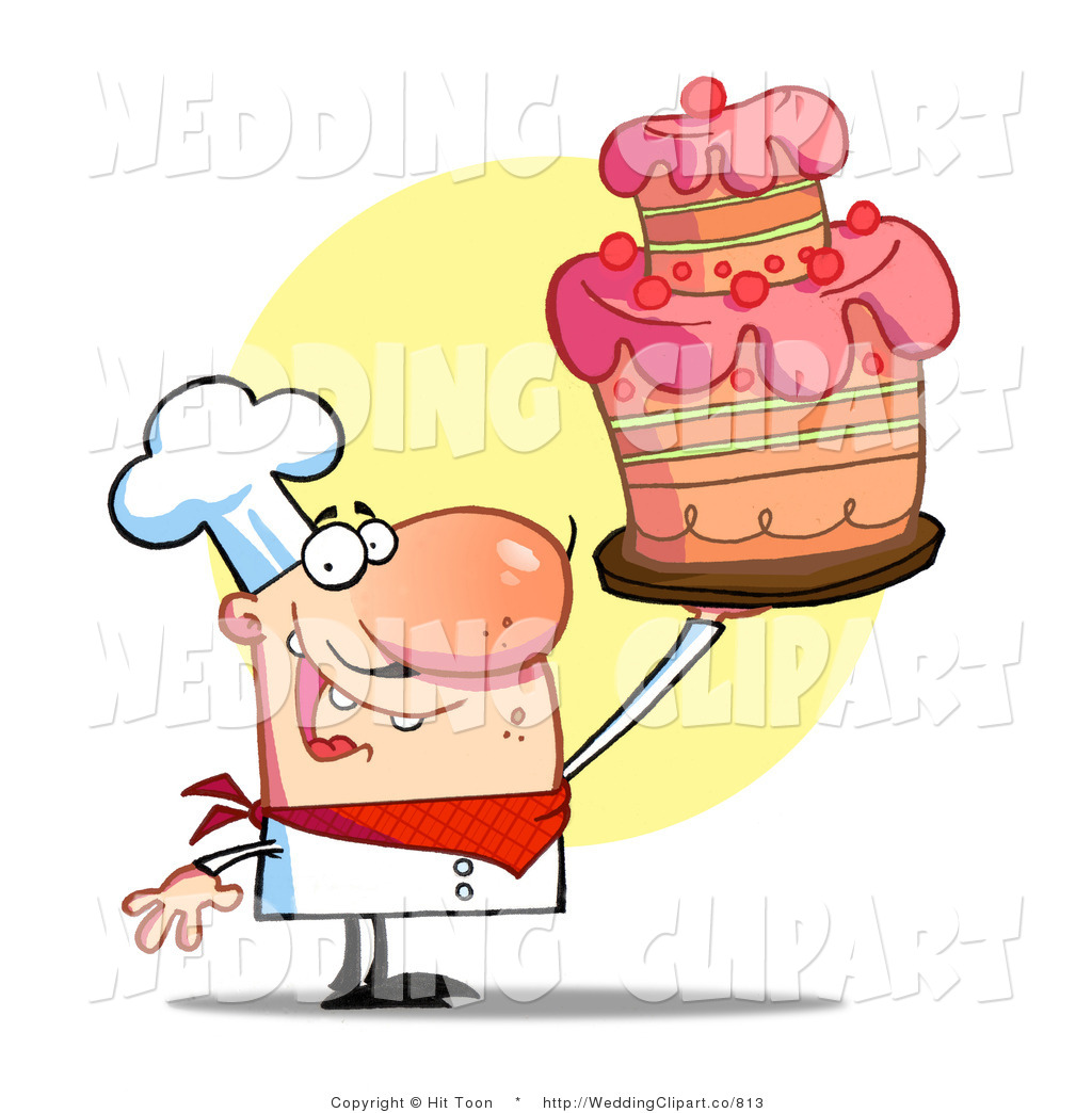 Wedding Happy Chef Holding Up A Cake Wedding Proud Chef Holding Up A