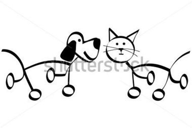 Wildlife   Simple Outline Drawing Of Dog And Cat Vector Illustration