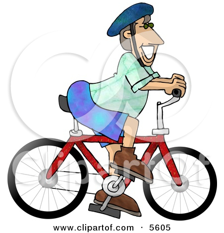 Woman Wearing A Helmet And Riding A Bicycle Clipart Picture
