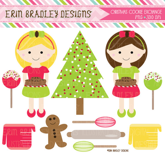 50  Off Sale Holiday Clipart Christmas Cookie Exchange Digital    