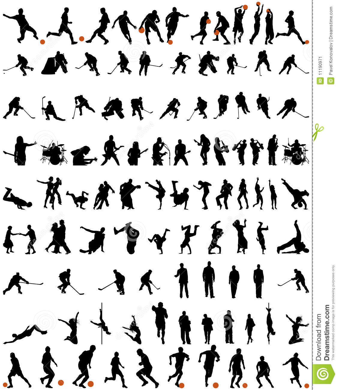 Big Collection Of Different People Vector Silhouette  Dance And Sport