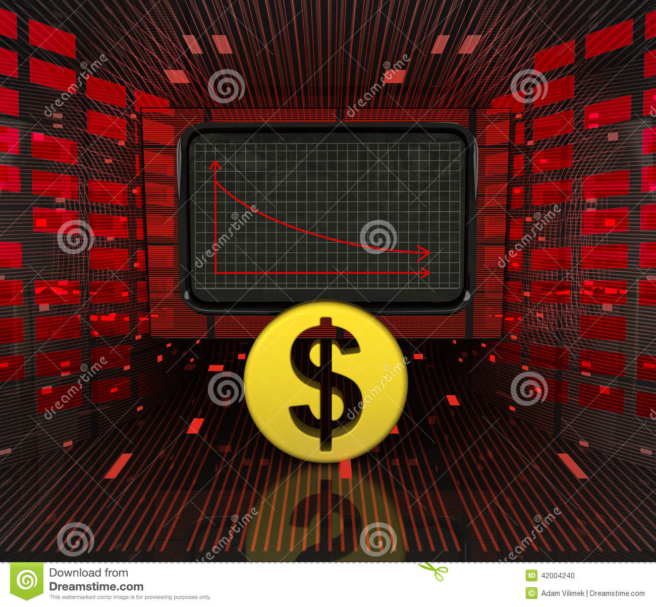 Business Decrease Or Negative Results Of Dollar Currency Illustration