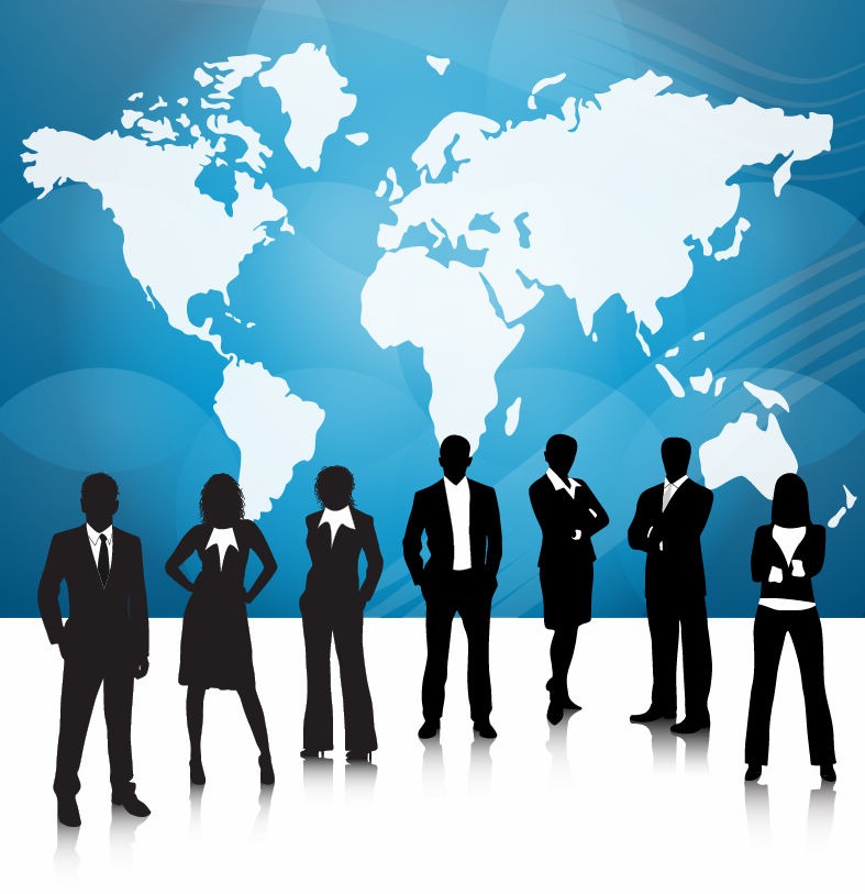 Business People Team With World Map   Free Vector Graphics   All Free