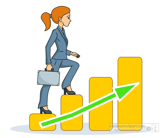 Business Woman Walking Up Corporate Ladder   Classroom Clipart