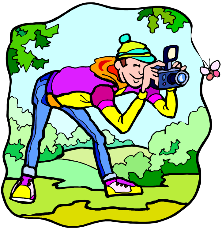 Cartoon Drawing Of A Person Taking Photos