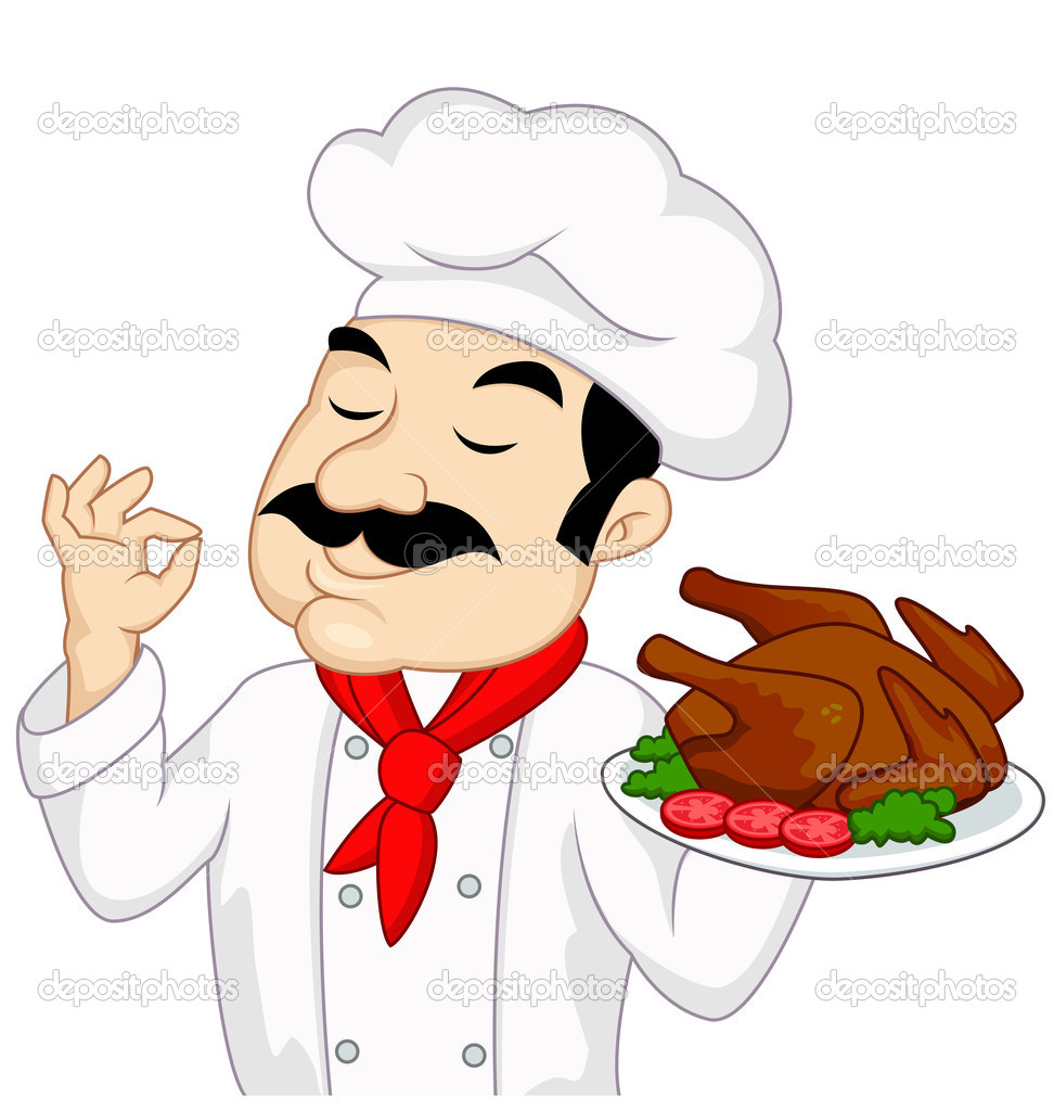 Chef With Chicken Or Turkey Roasted   Stock Vector   Dagadu    