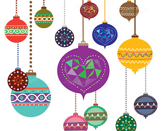 Christmas Clipart Balls Geometric D Ecor Xmas Ornaments 15 Digital