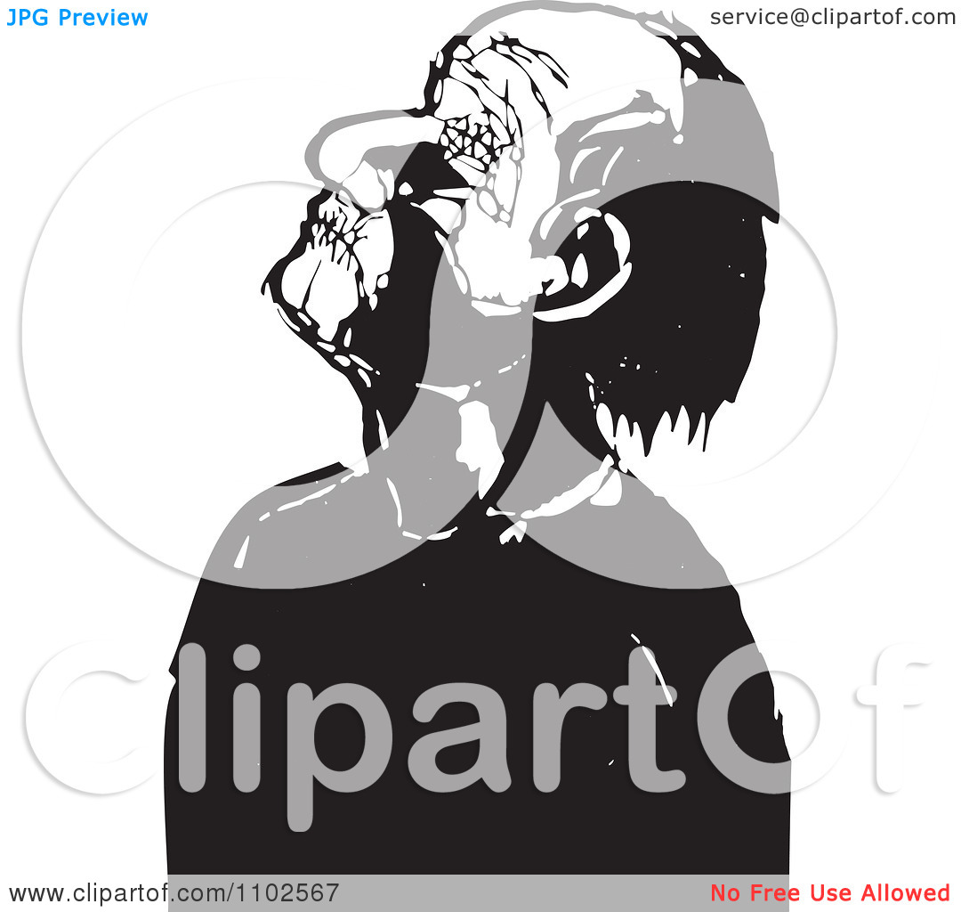 Clipart Black And White Blind Man   Royalty Free Vector Illustration