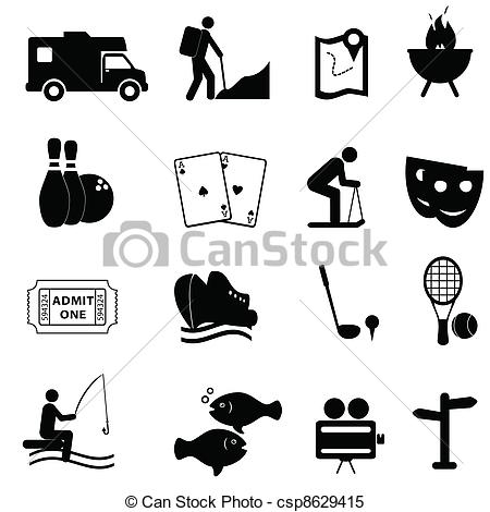 Clipart Vector Of Leisure And Fun Icons   Leisure And Fun Activities    