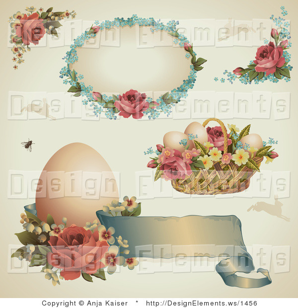 Design Element Clipart Of Vintage Easter Frames Banners And Baskets