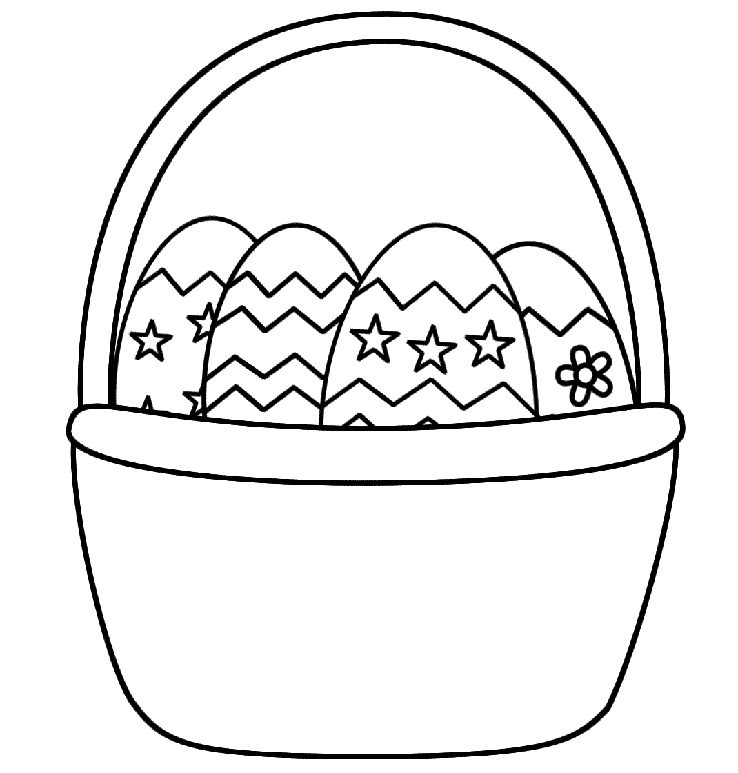 Easter Basket With Easter Eggs   Coloring Page  Easter