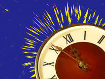 Eve Of New Year Dial Of Hours And Fireworks On Blue Background  Stock