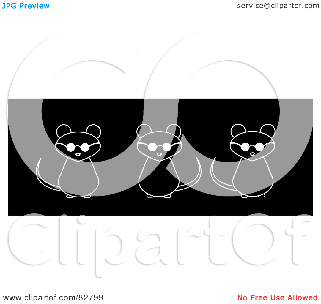 Free  Rf  Clipart Illustration Of A Row Of Black And White Thee Blind