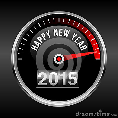 Happy New Year 2015 Dashboard Background With Speedometer Dial And