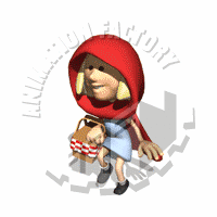 Little Red Riding Hood Skipping Animated Clipart