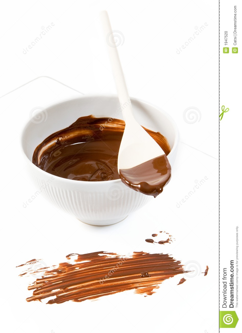 Melted Dark Chocolate Dripping From The Spoon Stock Photo   Image
