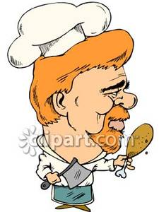 Of A Chef Holding A Meat Cleaver   Royalty Free Clipart Picture