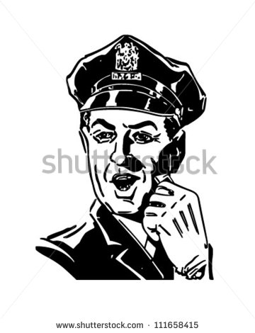 Policeman With Whistle   Retro Clipart Illustration   Stock Vector