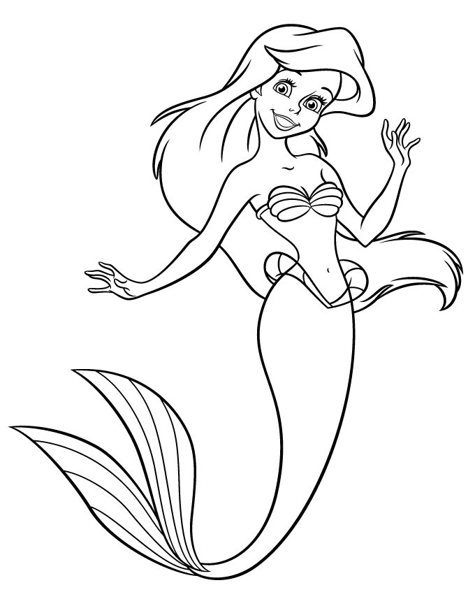 Pretty Princess Mermaid Ariel Coloring Page