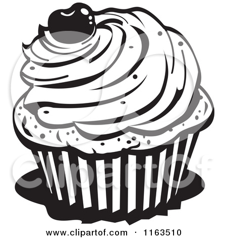 Royalty Free  Rf  Black And White Cupcake Clipart Illustrations