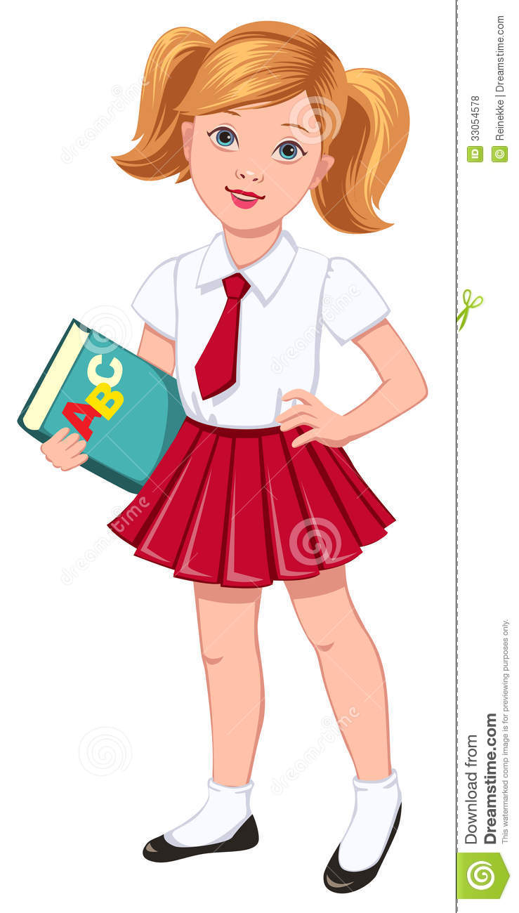 School Uniform Clip Art Schoolgirl In Red Uniform With