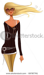 Skinny Fashionable Girl Clip Art Image