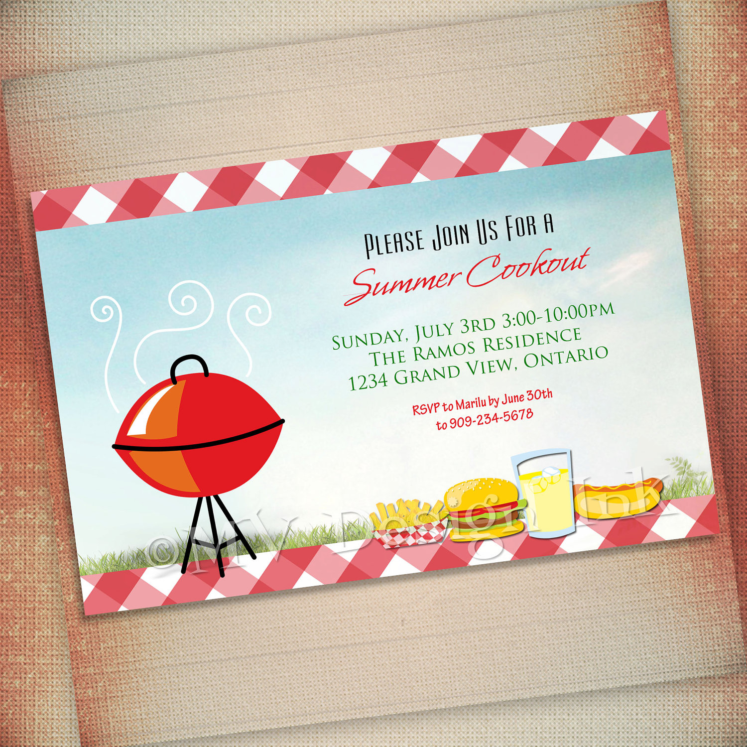 Summer Cookout Invitation Bbq Party Invite Bbq By Mvdesignink
