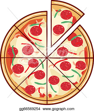 Vector Illustration   Pizza Illustration With A Slice  Stock Clip Art