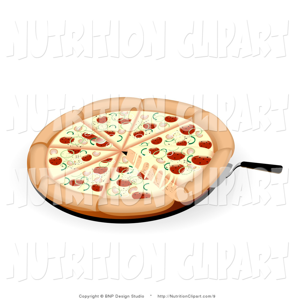 Vector Nutrition Clip Art Of A Sausage Pizza And Spatula