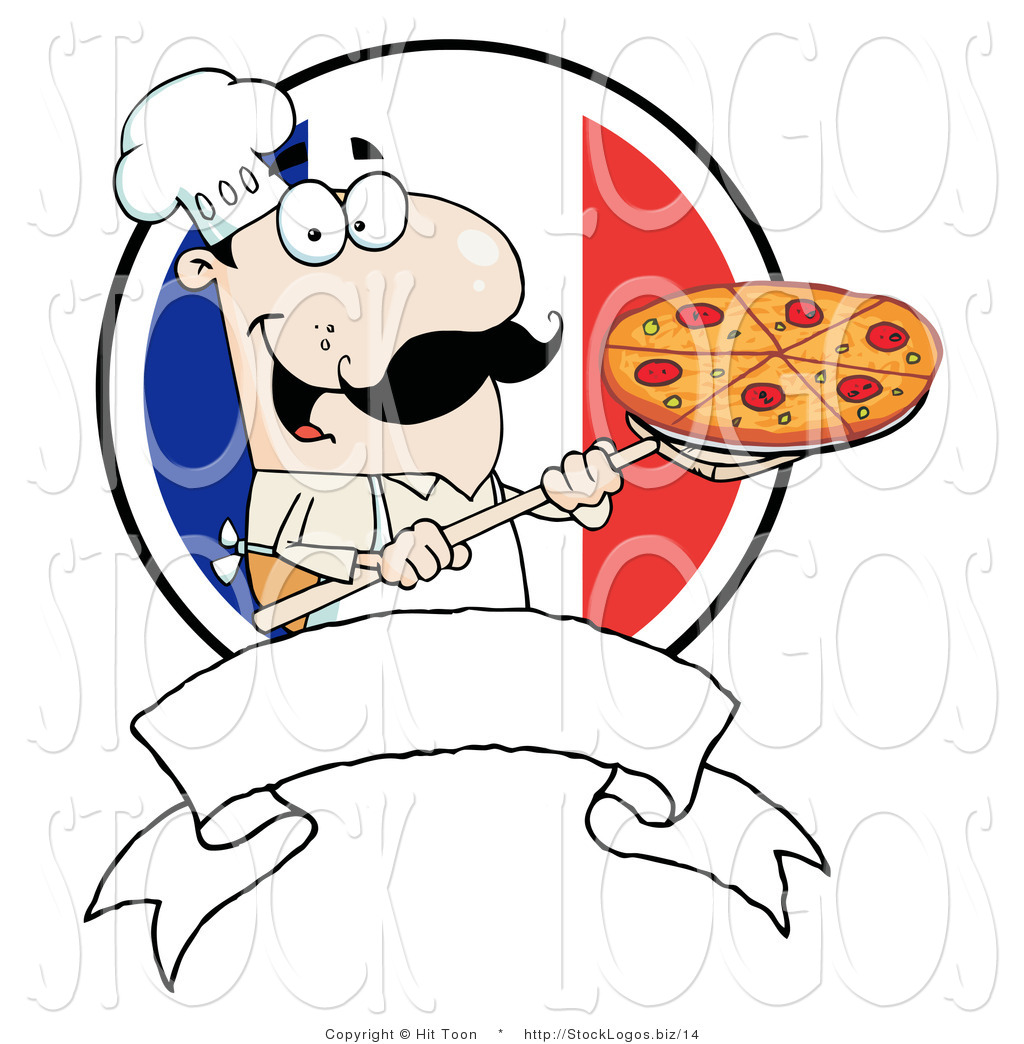 Vector Stock Logo Of A Male Pizzeria Chef Holding A Fresh Pizza Above    