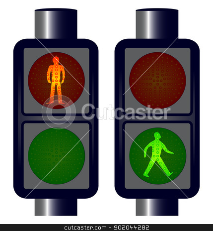 Walking Man Traffic Lights Stock Vector Clipart Walking Man Traffic