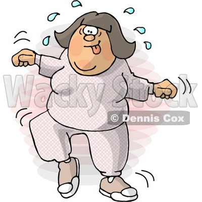 Woman Sweating While Skipping And Dancing At The Gym Clipart Picture    