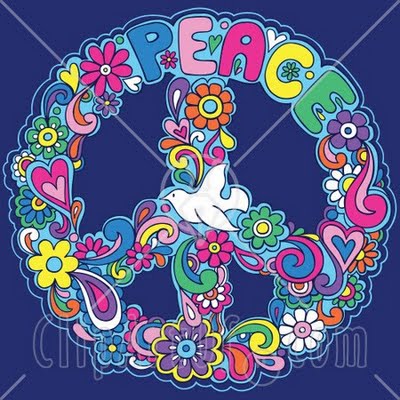 22236 Clipart Illustration Of A Colorful Floral Peace Sign With A