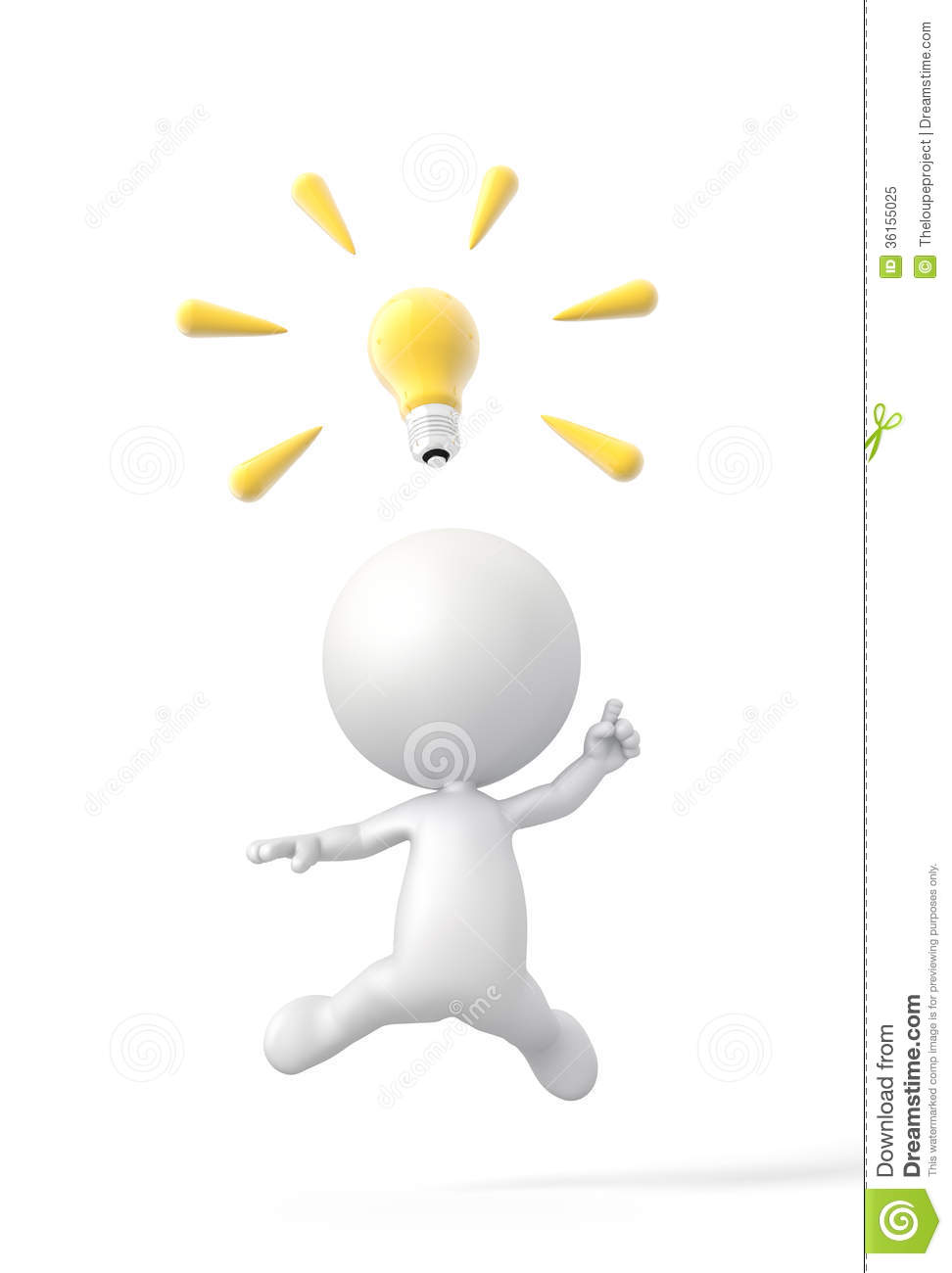 3d Person Finds A Great Idea With Lightbulb  Royalty Free Stock Photo    
