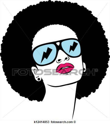 Afro Woman With Sunglasses View Large Clip Art Graphic