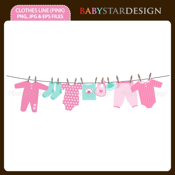 Baby Clothesline Pink Baby Clothing Clipart Baby Outfit Clipartbaby