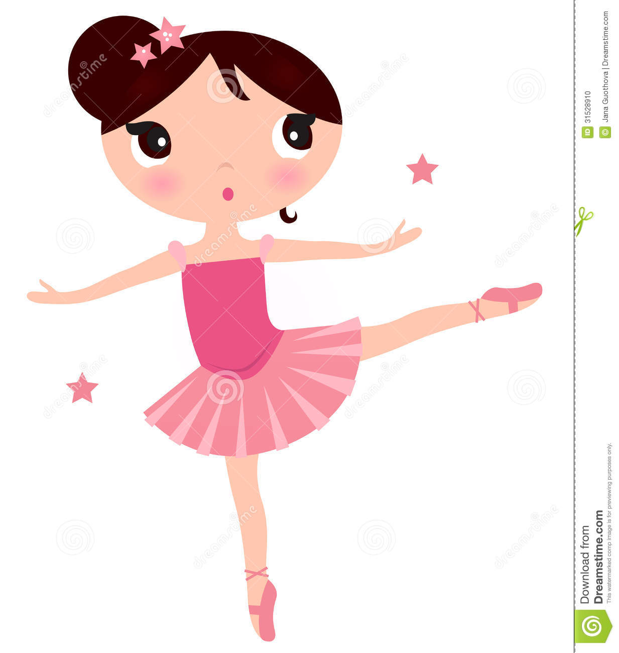 Beautiful Little Ballerina Girl  Vector Cartoon Illustration