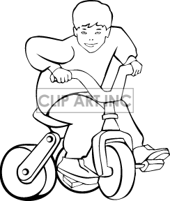 Black And White Boy Riding A Tricycle