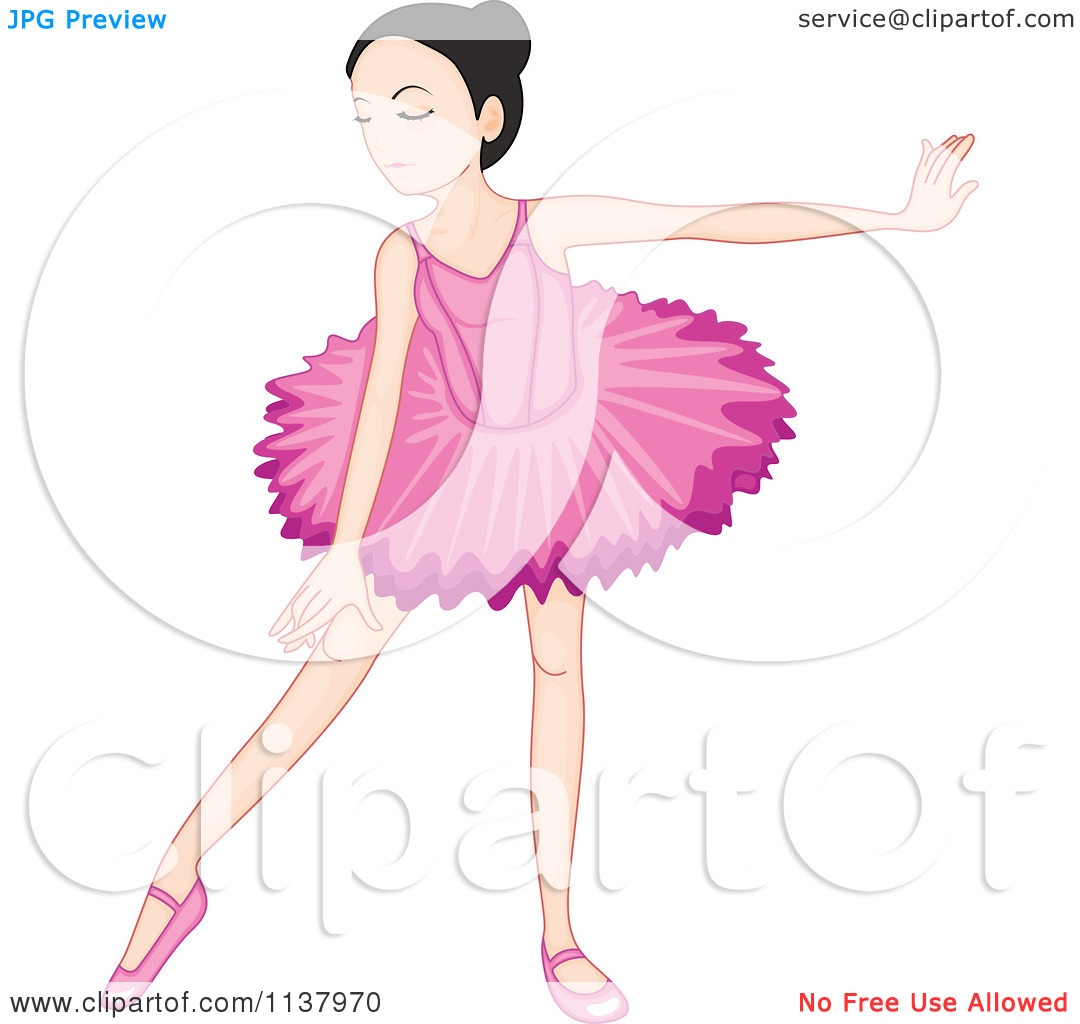Cartoon Of A Ballerina Girl Dancing   Royalty Free Vector Clipart By