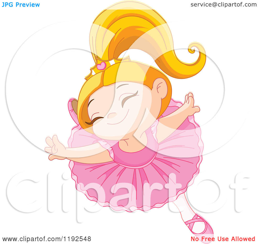 Cartoon Of A Happy Ballerina Princess Girl Dancing   Royalty Free