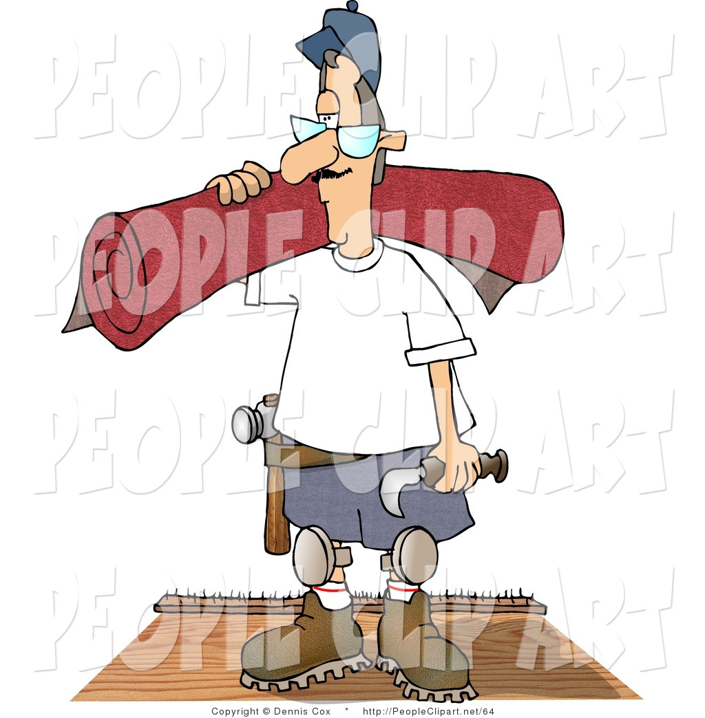 Clip Art Of A Floor Man Installing New Rug In A House By Dennis Cox