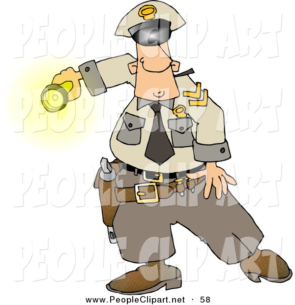 Clip Art Of A Graveyard Shift White Police Officer Shinning His