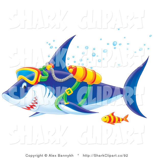 Clip Art Of A Scuba Shark And Fish By Alex Bannykh    92
