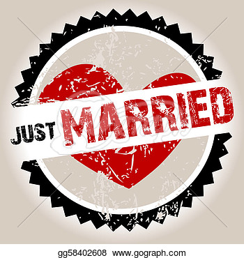 Clipart   Grunge Stamp With Heart And Just Married  Stock Illustration
