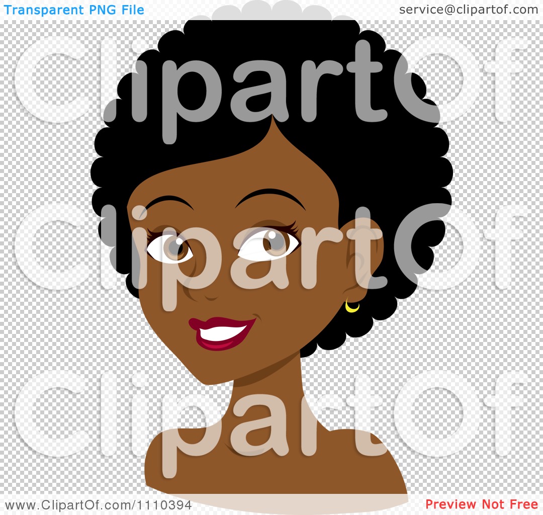Clipart Happy Black Woman With Curly Or Afro Hair   Royalty Free    